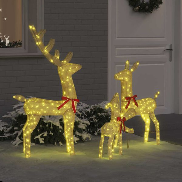 vidaXL R&eacute;nszarvas csal&aacute;d 3 pcs Meleg feh&eacute;r 68 x 26 x 127 cm sz&ouml;vet