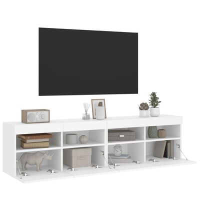 vidaXL 2 db fehér falra szerelhető TV-szekrény LED-del 80 x 30 x 40 cm