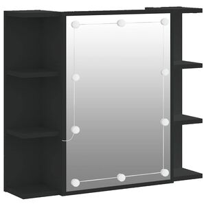vidaXL fekete t&uuml;kr&ouml;s szekr&eacute;ny LED-ekkel 70 x 16,5 x 60 cm