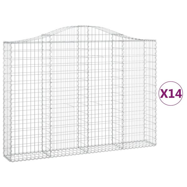 vidaXL 14 db íves horganyzott vas gabion kosár 200x30x140/160 cm