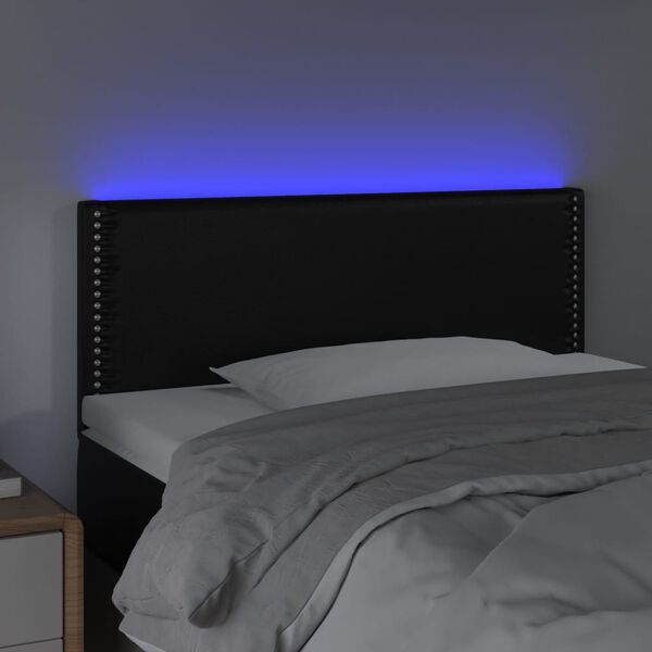 vidaXL fekete műbőr LED-es fejt&aacute;mla 90 x 5 x 78/88 cm
