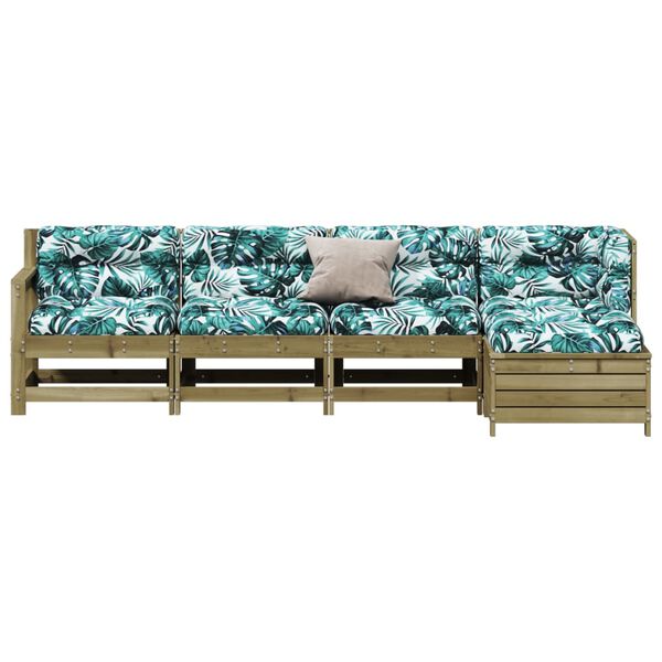 vidaXL 5 r&eacute;szes impregn&aacute;lt fenyőfa kerti &uuml;lőgarnit&uacute;ra p&aacute;rn&aacute;val