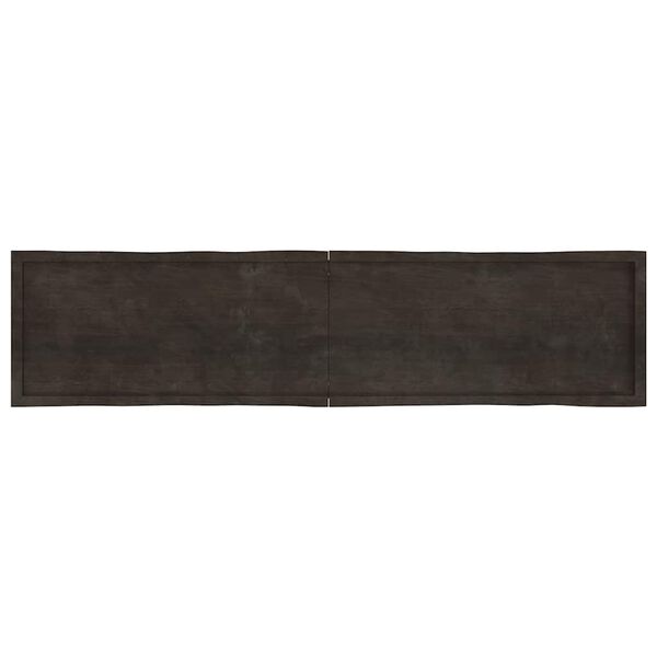 vidaXL s&ouml;t&eacute;tbarna kezelt t&ouml;m&ouml;r asztallap 220x50x(2-4) cm