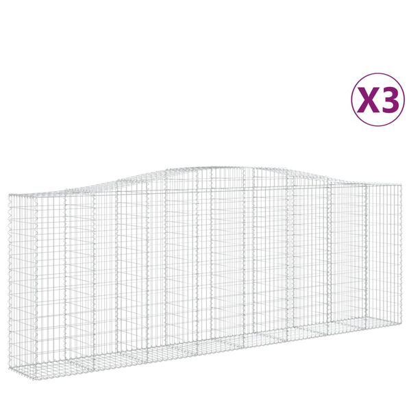 vidaXL 3 db &iacute;ves horganyzott vas gabion kos&aacute;r 400x50x140/160 cm