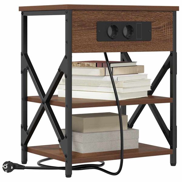 vidaXL &Eacute;jjeliszekr&eacute;ny polcokkal Barna T&ouml;lgy 41 x 31 x 51 cm Faanyag