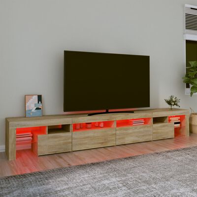 vidaXL sonoma-tölgy színű TV-szekrény LED-lámpákkal 260x36,5x40 cm