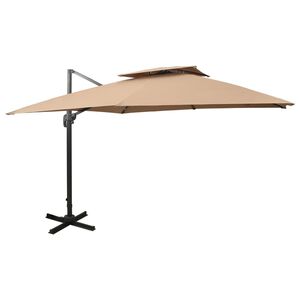 vidaXL dupla tetővel ell&aacute;tott konzolos kerti napernyő 300 x 300 cm b&eacute;zs