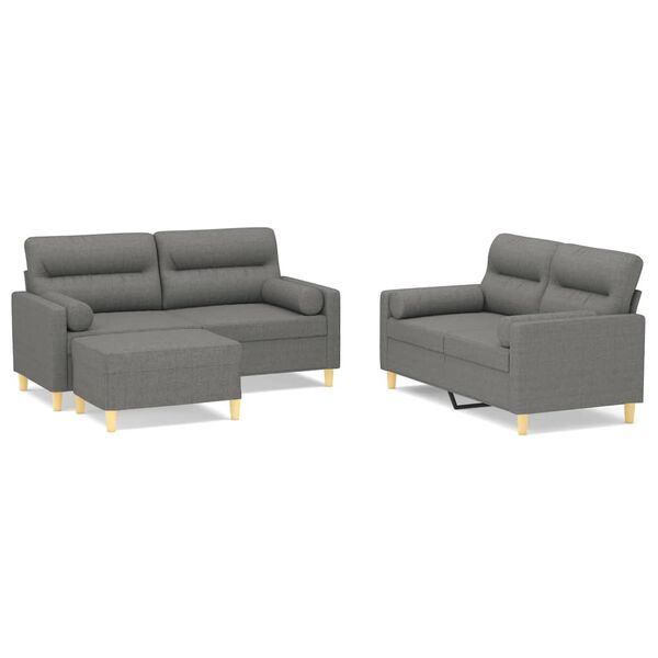 vidaXL 3 r&eacute;szes s&ouml;t&eacute;tsz&uuml;rke sz&ouml;vet &uuml;lőgarnit&uacute;ra d&iacute;szp&aacute;rn&aacute;kkal