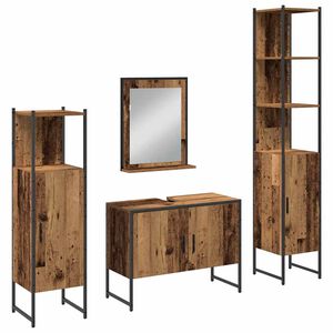 vidaXL F&uuml;rdőszoba b&uacute;tor szett polcokkal t&aacute;rol&oacute;val 4 pcs Barna Faanyag