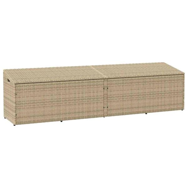 vidaXL b&eacute;zs polyrattan kerti t&aacute;rol&oacute;l&aacute;da 220x50x58 cm