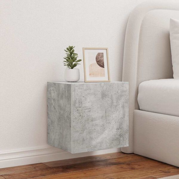 vidaXL 2 db betonsz&uuml;rke fali TV-szekr&eacute;ny LED-del 40,5x35x40 cm