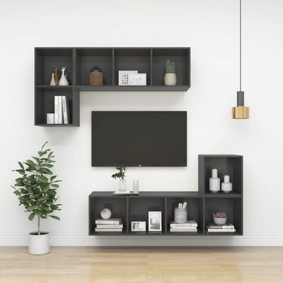 vidaXL szürke falra szerelhető forgácslap TV-szekrény 37 x 37 x 107 cm
