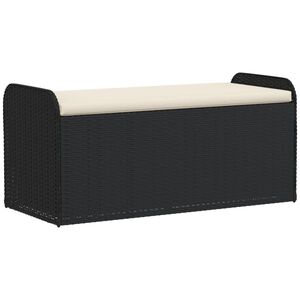 vidaXL fekete polyrattan t&aacute;rol&oacute;pad p&aacute;rn&aacute;val 115 x 51 x 52 cm