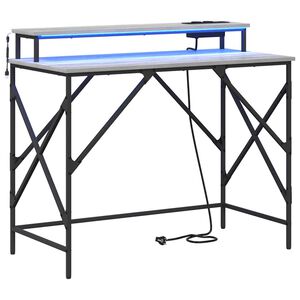 vidaXL Asztal Sz&uuml;rke Sonoma 100 x 50 x 86,5 cm Szerelt Fa