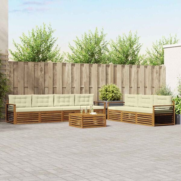 vidaXL K&uuml;lt&eacute;ri kanap&eacute; szett p&aacute;rn&aacute;val 8 pcs Term&eacute;szetes &eacute;s kr&eacute;msz&iacute;nű