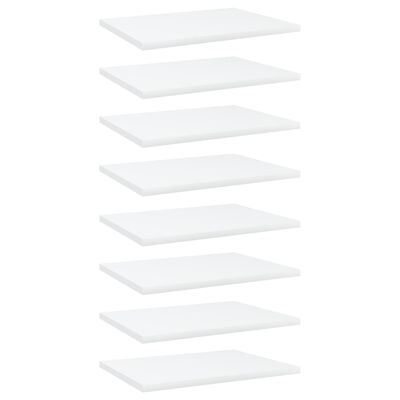 vidaXL 8 db fehér forgácslap könyvespolc 40 x 30 x 1,5 cm