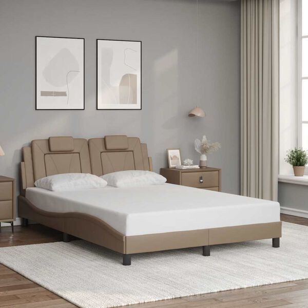 vidaXL cappuccino sz&iacute;nű műbőr &aacute;gykeret Viana matrac n&eacute;lk&uuml;l 140x190 cm