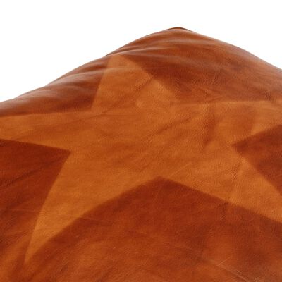 vidaXL homokszínű pamutvászon és bőr puff 60 x 60 x 30 cm