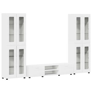 vidaXL TV szekr&eacute;ny garnit&uacute;ra fi&oacute;kkal polcokkal FLORIN Feh&eacute;r Faanyag