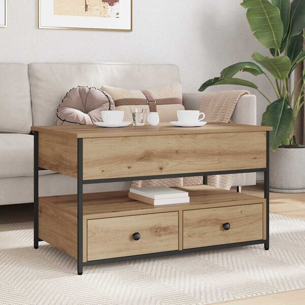 vidaXL Doh&aacute;nyz&oacute;asztal fi&oacute;kkal Artisan t&ouml;lgy 85 x 50 x 50 cm Faanyag