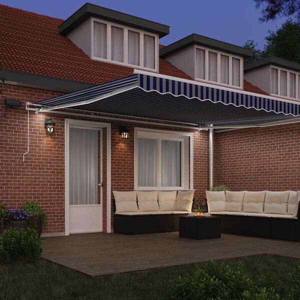 vidaXL Beh&uacute;zhat&oacute; napellenző K&eacute;k &eacute;s Feh&eacute;r 450 &times; 300 cm