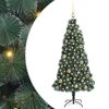 vidaXL Műfenyő vil&aacute;g&iacute;t&aacute;ssal &eacute;s d&iacute;szg&ouml;mb k&eacute;szlettel Z&ouml;ld 150 cm PET