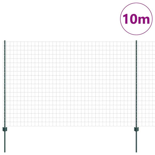 vidaXL Ker&iacute;t&eacute;s oszlopokkal Z&ouml;ld 1,6 x 10 m Ac&eacute;l &eacute;s PVC