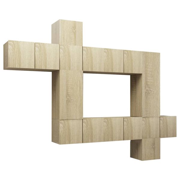 vidaXL 10 r&eacute;szes sonoma t&ouml;lgy sz&iacute;nű szerelt fa TV-szekr&eacute;nyszett