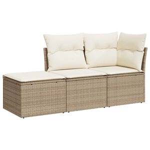 vidaXL 3 r&eacute;szes b&eacute;zs polyrattan kerti &uuml;lőgarnit&uacute;ra p&aacute;rn&aacute;kkal