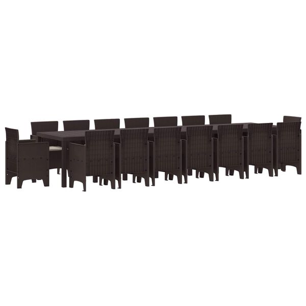 vidaXL Kerti &eacute;tkező szett p&aacute;rn&aacute;kkal p&aacute;rn&aacute;val 17 pcs Barna PP