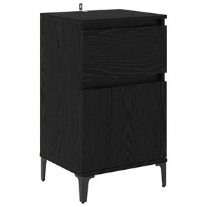vidaXL &Eacute;jjeliszekr&eacute;ny fi&oacute;kkal Fekete t&ouml;lgy 40 x 35 x 70 cm Faanyag