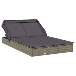 vidaXL 2 szem&eacute;lyes sz&uuml;rke polyrattan nap&aacute;gy tetővel 213 x 118 x 97 cm