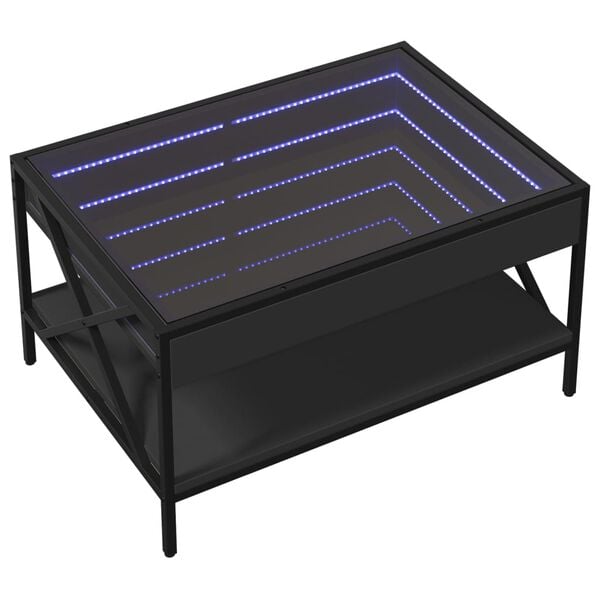 vidaXL fekete v&eacute;gtelen hat&aacute;s&uacute; LED-es doh&aacute;nyz&oacute;asztal 70 x 50 x 38 cm
