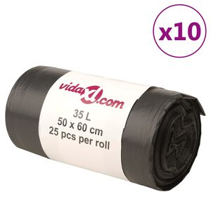 vidaXL szemeteszs&aacute;kok 250 db Fekete 35 L