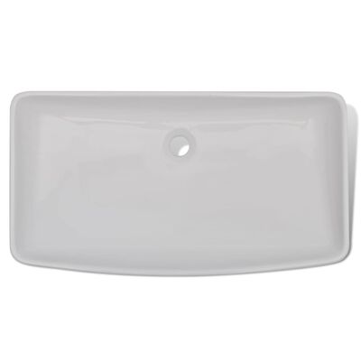 vidaXL szögletes fehér fürdőszobai kerámia mosdókagyló keverőcsappal