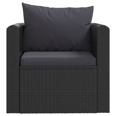 vidaXL fekete polyrattan egyszemélyes kanapé párnákkal
