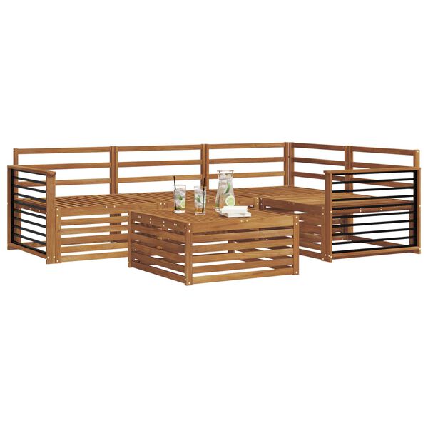 vidaXL K&uuml;lt&eacute;ri kanap&eacute; szett 5 pcs Term&eacute;szetes T&ouml;m&ouml;r Ak&aacute;cfa