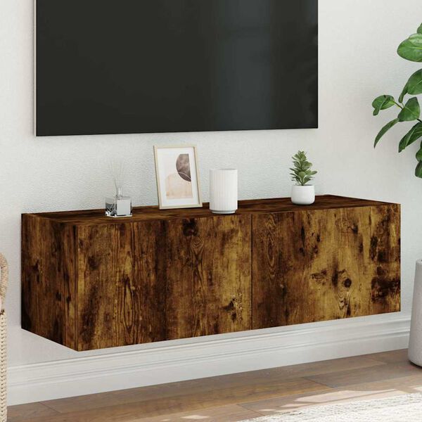 vidaXL f&uuml;st&ouml;s t&ouml;lgy sz&iacute;nű fali TV-szekr&eacute;ny LED-ekkel 100 x 35 x 31 cm