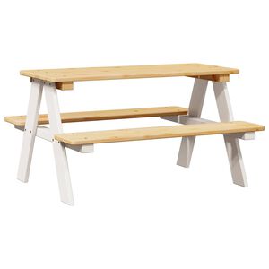 vidaXL feh&eacute;r t&ouml;m&ouml;r fa gyermekasztal padokkal IRUN 90x79,5x50 cm