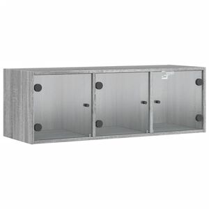 vidaXL sz&uuml;rke sonoma sz&iacute;nű faliszekr&eacute;ny &uuml;vegajt&oacute;kkal 102 x 37 x 35 cm