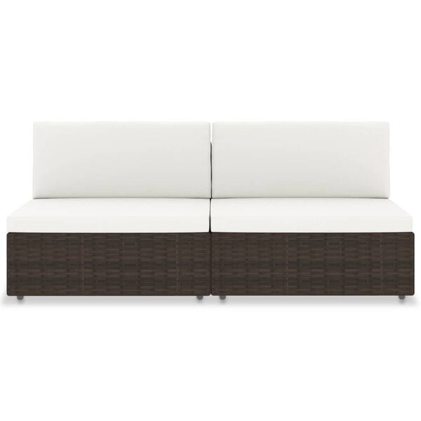 vidaXL 2 szem&eacute;lyes barna elemes polyrattan kanap&eacute;