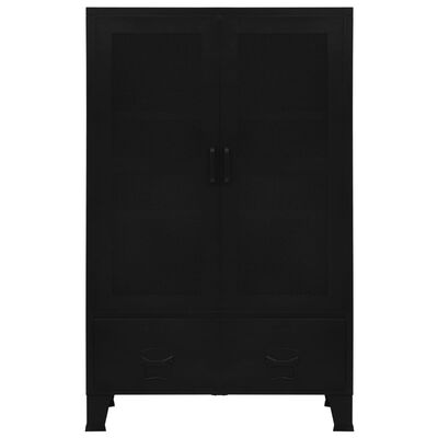 vidaXL ipari fekete irodai szekrény hálós ajtókkal 75 x 40 x 120 cm