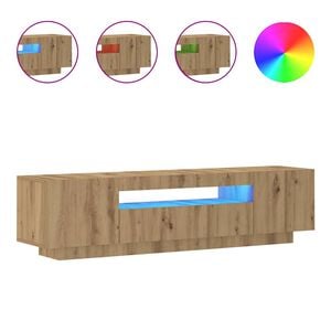 vidaXL k&eacute;zműves t&ouml;lgy szerelt fa TV-szekr&eacute;ny LED-ekkel 160x35x40 cm