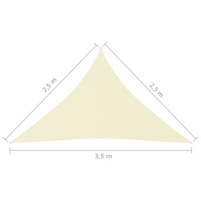vidaXL krémszínű háromszögű oxford-szövet napvitorla 2,5 x 2,5 x 3,5 m