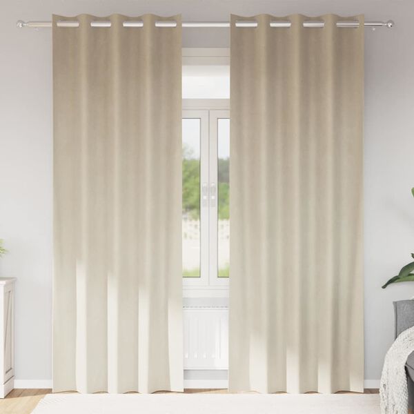 vidaXL S&ouml;t&eacute;t&iacute;tő f&uuml;gg&ouml;ny&ouml;k 2 pcs Kr&eacute;m 140 x 225 cm B&aacute;rsony