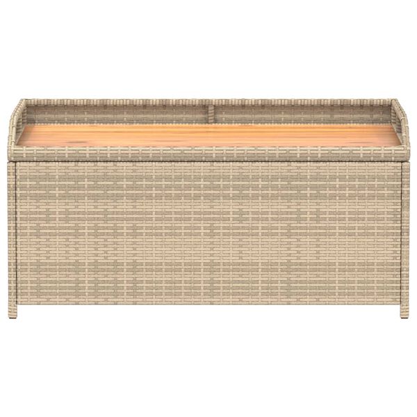 vidaXL bézs polyrattan és akácfa tárolópad 100 x 50 x 52 cm