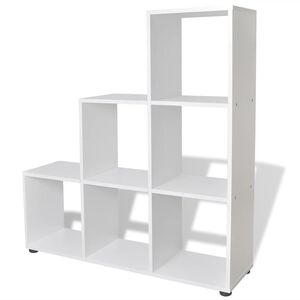 vidaXL feh&eacute;r l&eacute;pcső k&ouml;nyvespolc/vitrines polc 107 cm