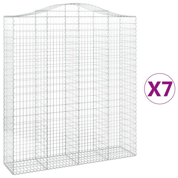 vidaXL 7 db íves horganyzott vas gabion kosár 200x50x220/240 cm