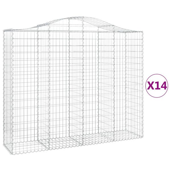 vidaXL 14 db íves horganyzott vas gabion kosár 200x50x160/180 cm