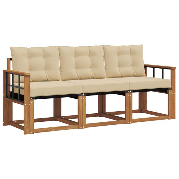 vidaXL K&uuml;lt&eacute;ri kanap&eacute; szett p&aacute;rn&aacute;val 3 pcs Term&eacute;szetes &eacute;s b&eacute;zs